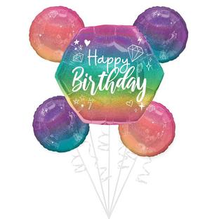 Ombre Sparkle Birthday Foil Balloon Bouquet